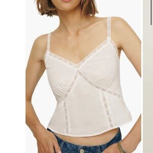 Reformation Cream Lace Trim Tank Top